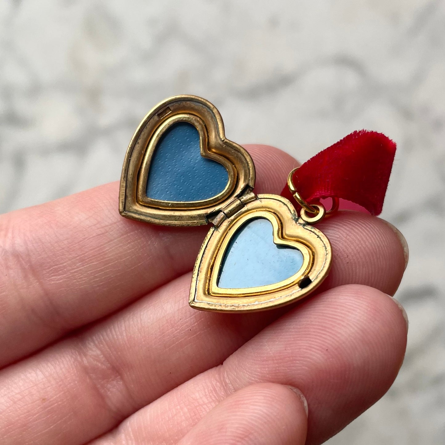 Antique Heart Locket on Velvet Choker