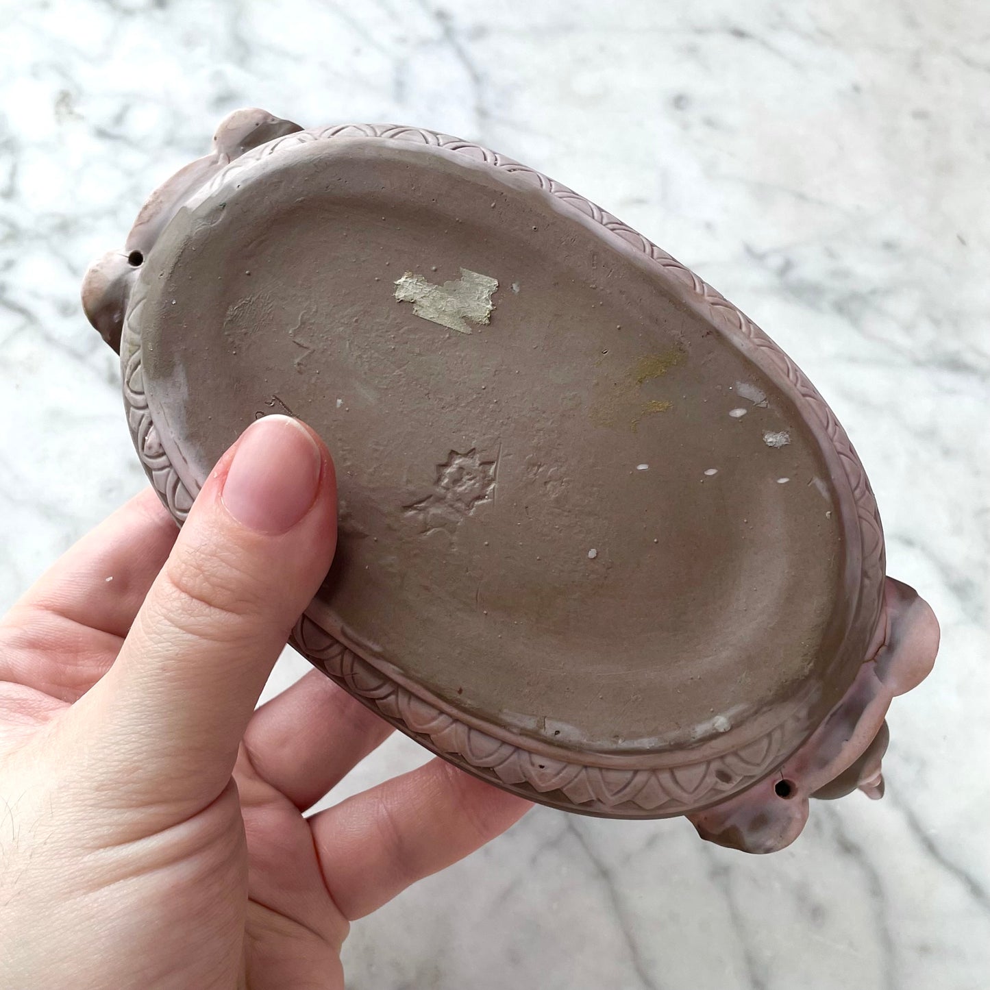 Antique Schafer & Vater Pink Jasperware Sphinx Vessel | Egyptian Revival
