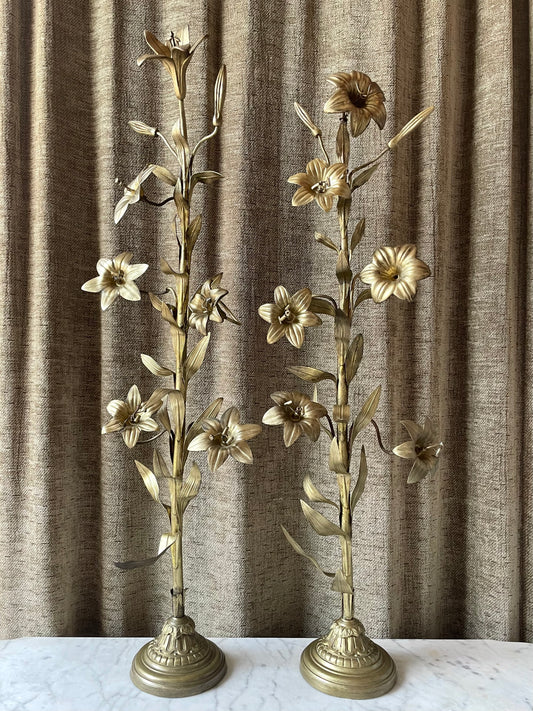 Antique Brass Lilies | Church Salvage
