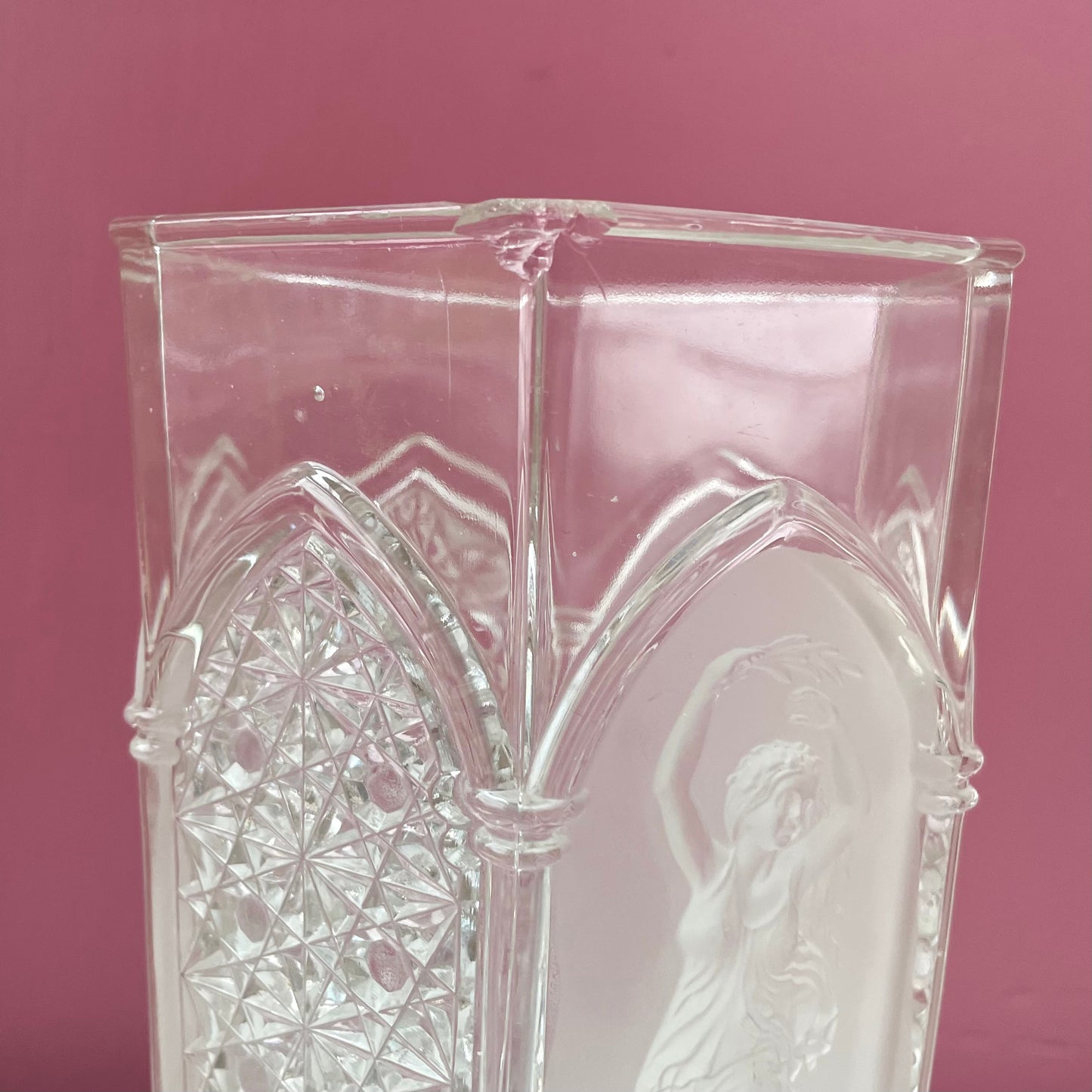 Victorian Pressed Glass Vase with Classical Figures | EAPG | Gillinder & Sons