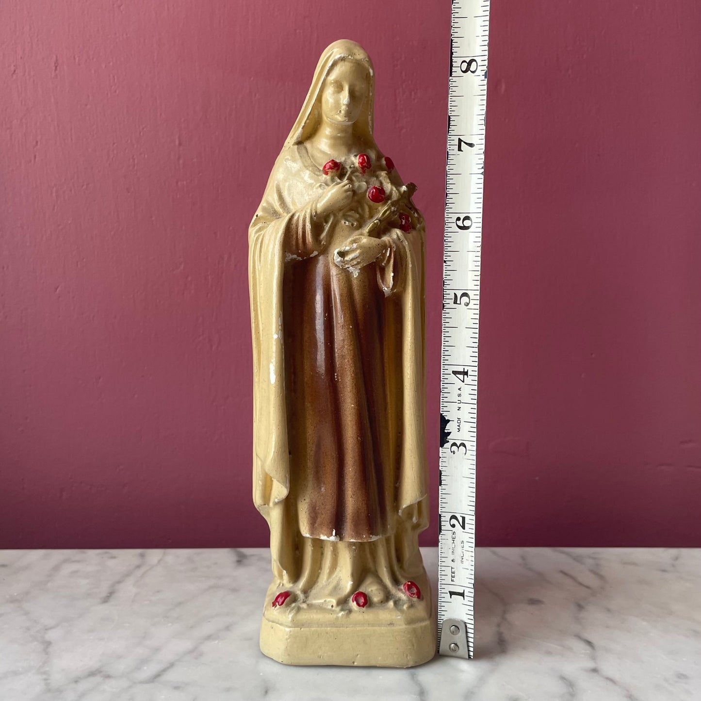 Vintage Chalkware Statue of Saint Thérèse of Lisieux
