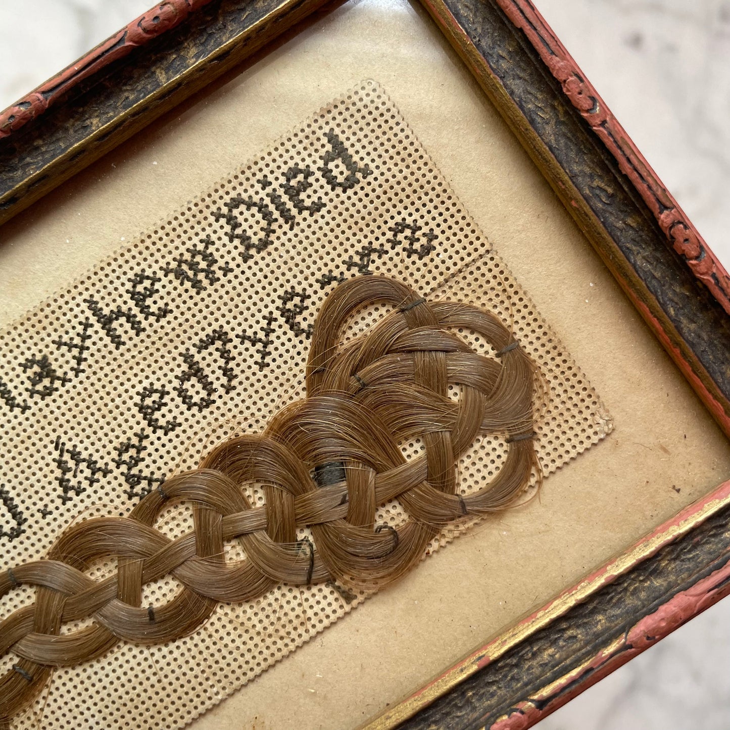 Victorian Punch Paper Memorial with Hair Keepsake
