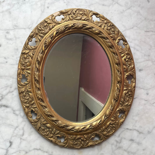 Vintage Baroque Style Oval Gilded Mirror