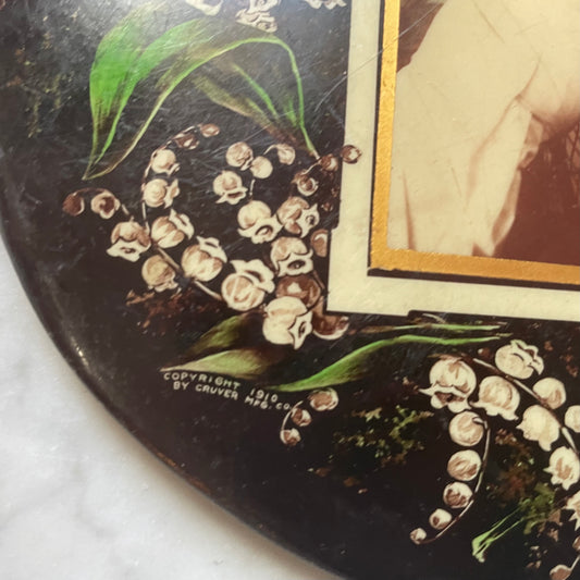 Antique Celluloid on Tin Photo of Two Girls