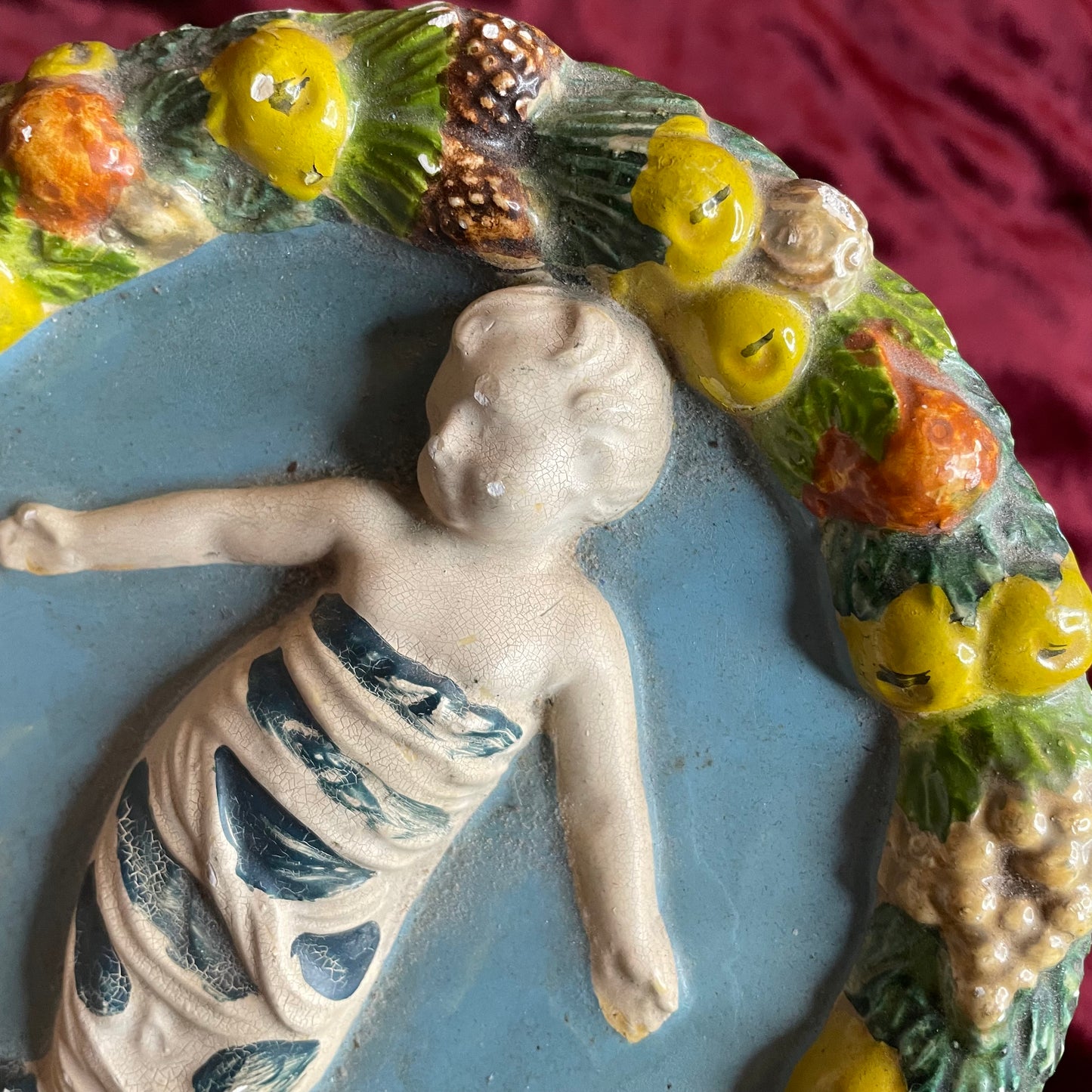 Vintage Della Robbia Christ Child Plaque