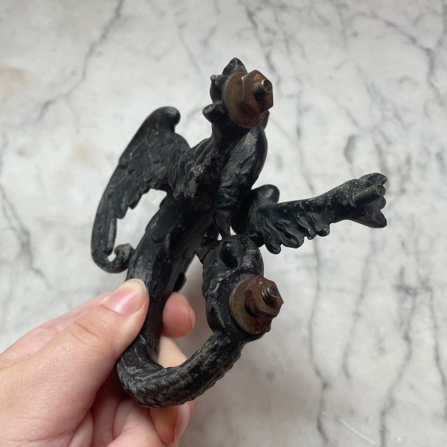 Antique Cast Metal Dragon Finials