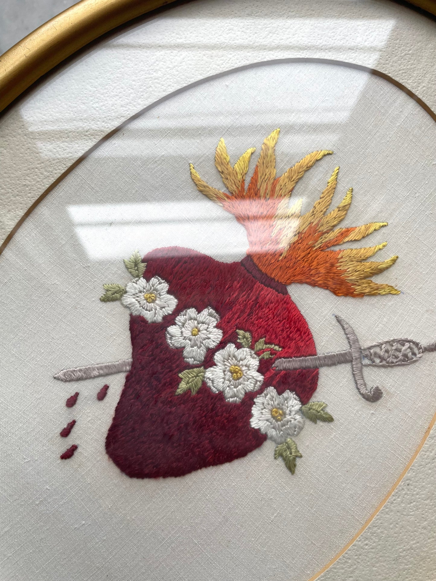 Antique Sacred Heart Embroidery