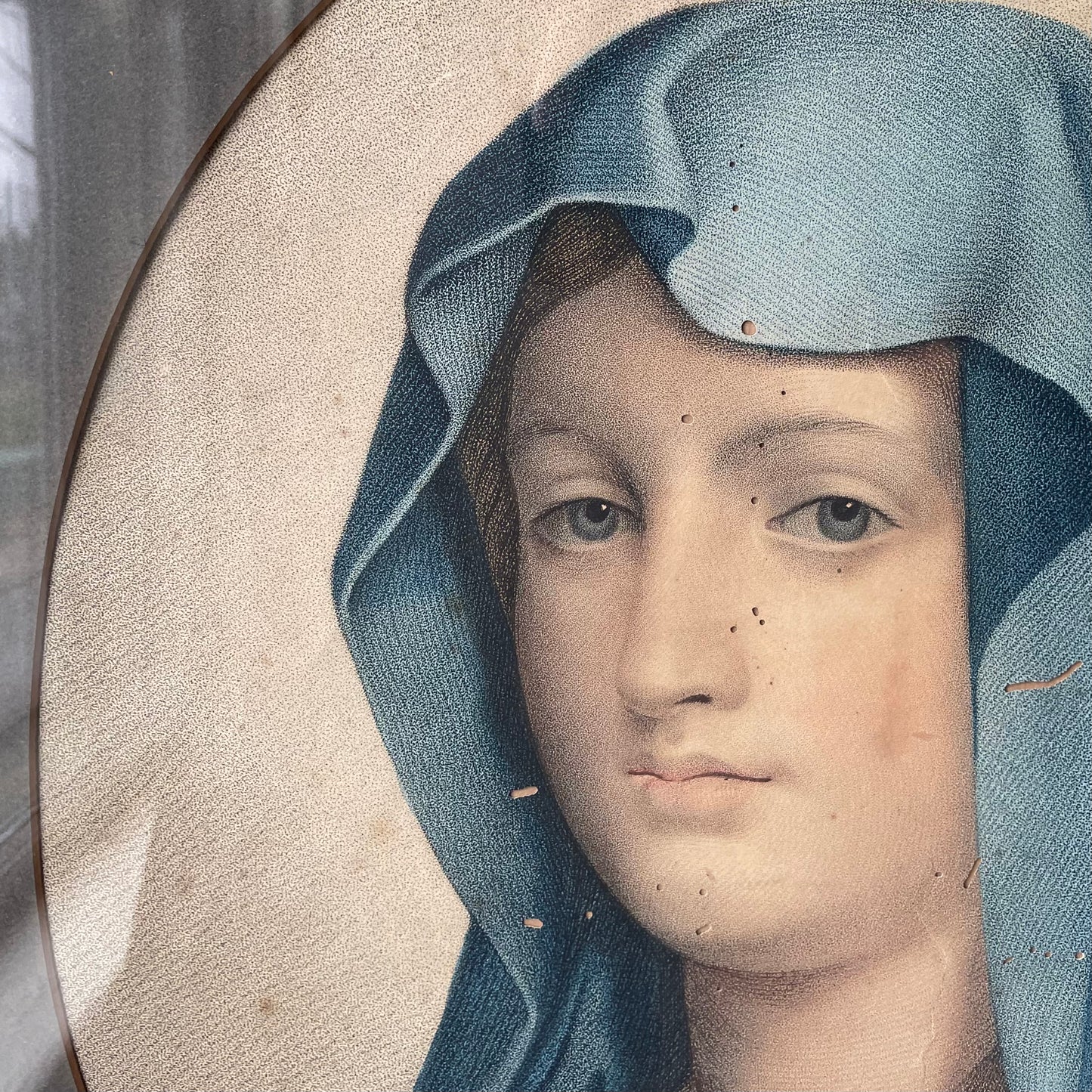 Portrait de la Très Sainte Vierge d'après Titien | Antique Hand Colored Print of the Virgin Mary