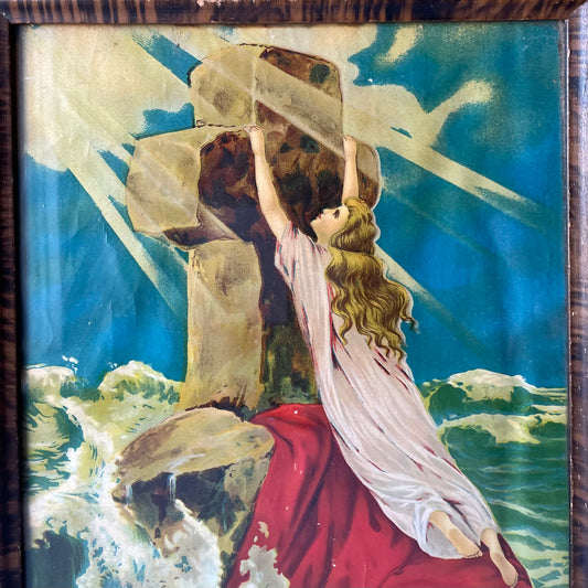 Antique Rock of Ages Lithograph Print