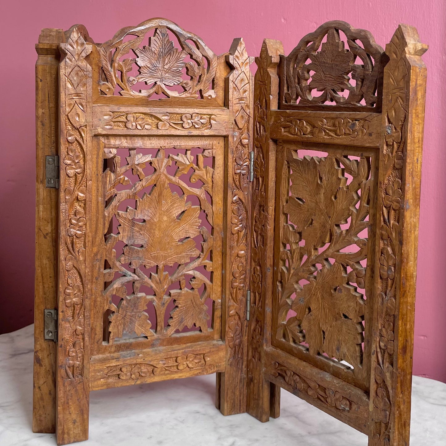 Vintage Carved Wood Indian Screen