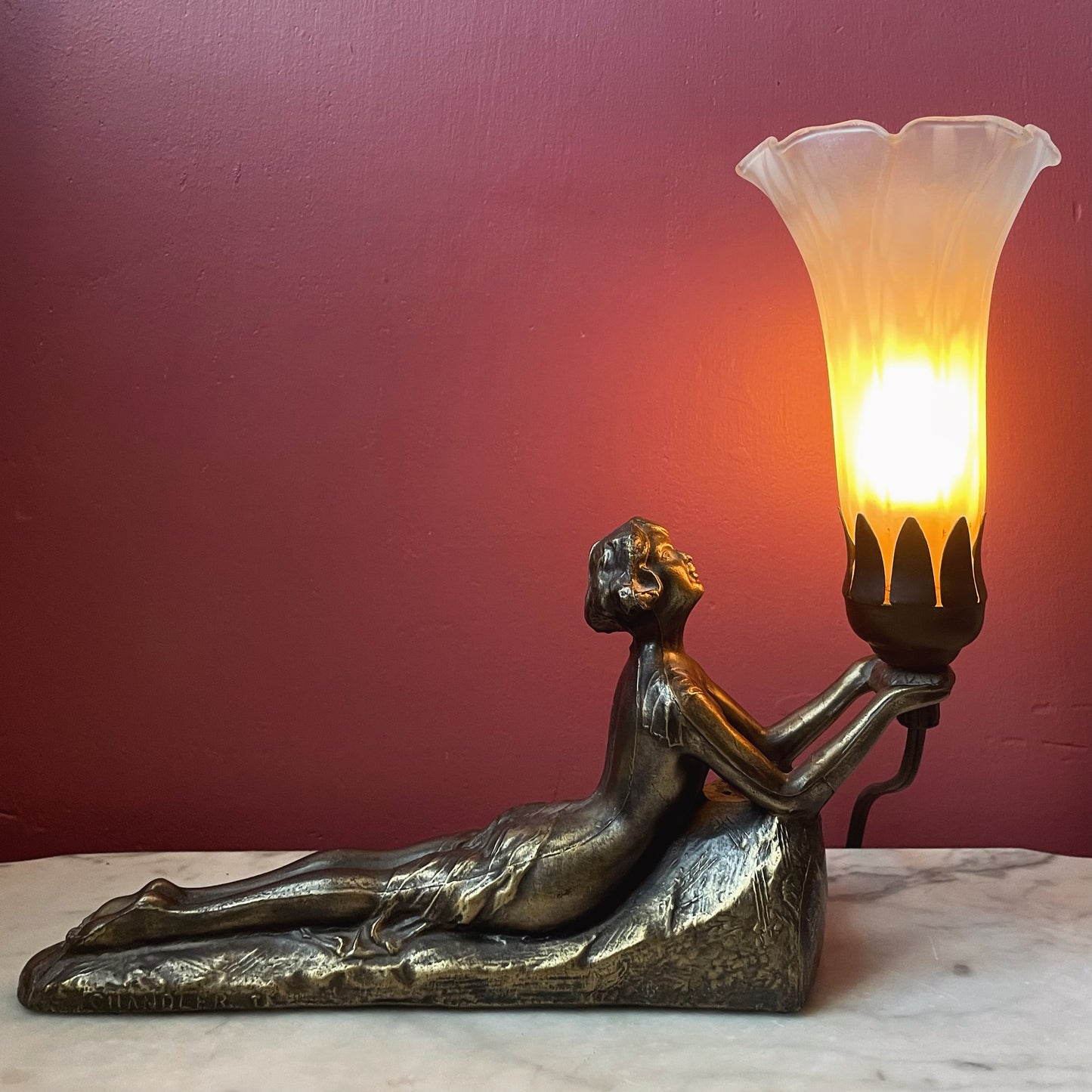 Art Deco Figural Lamp from Chandler