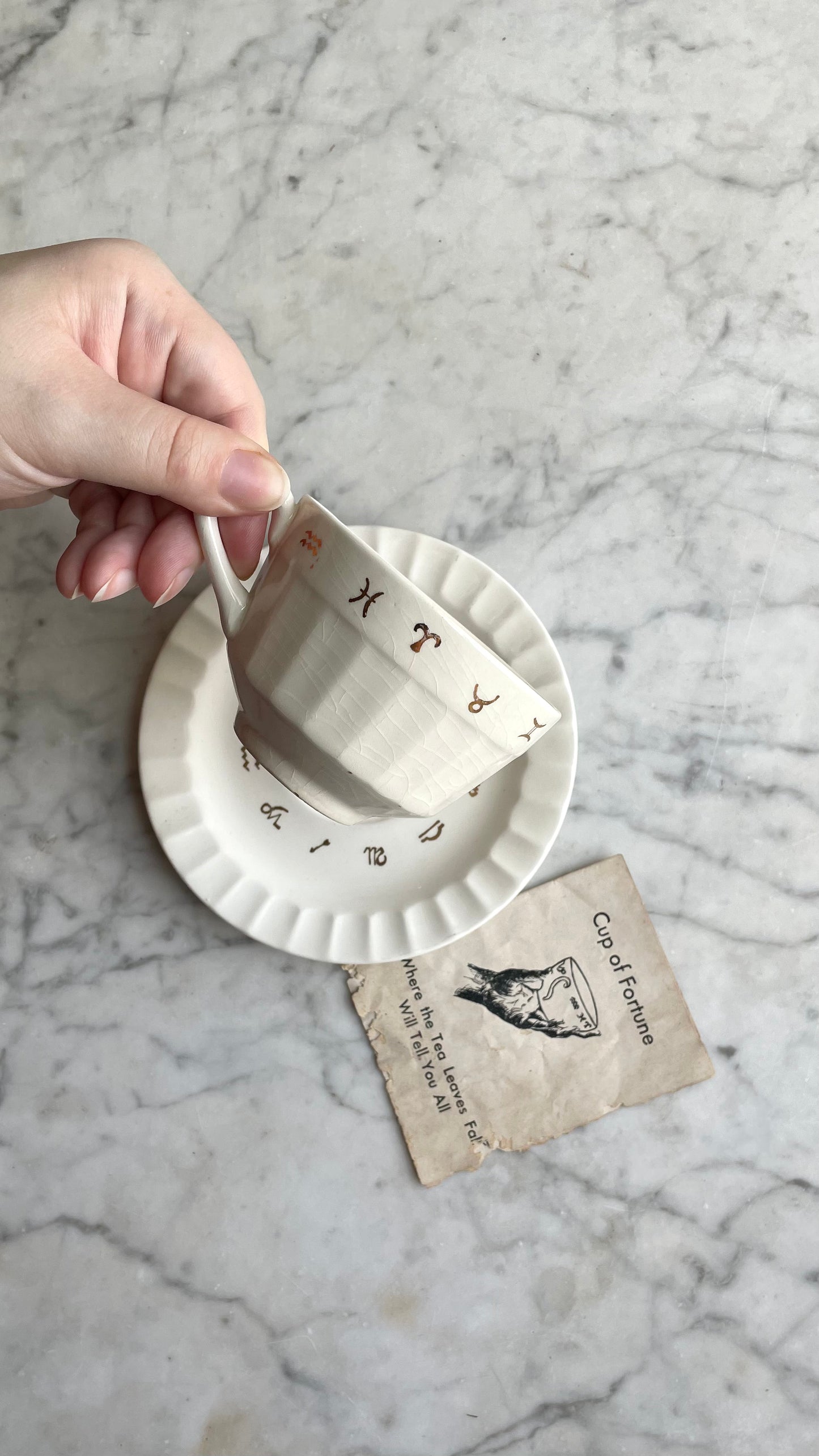 Fortune Telling Cup & Saucer 1940s