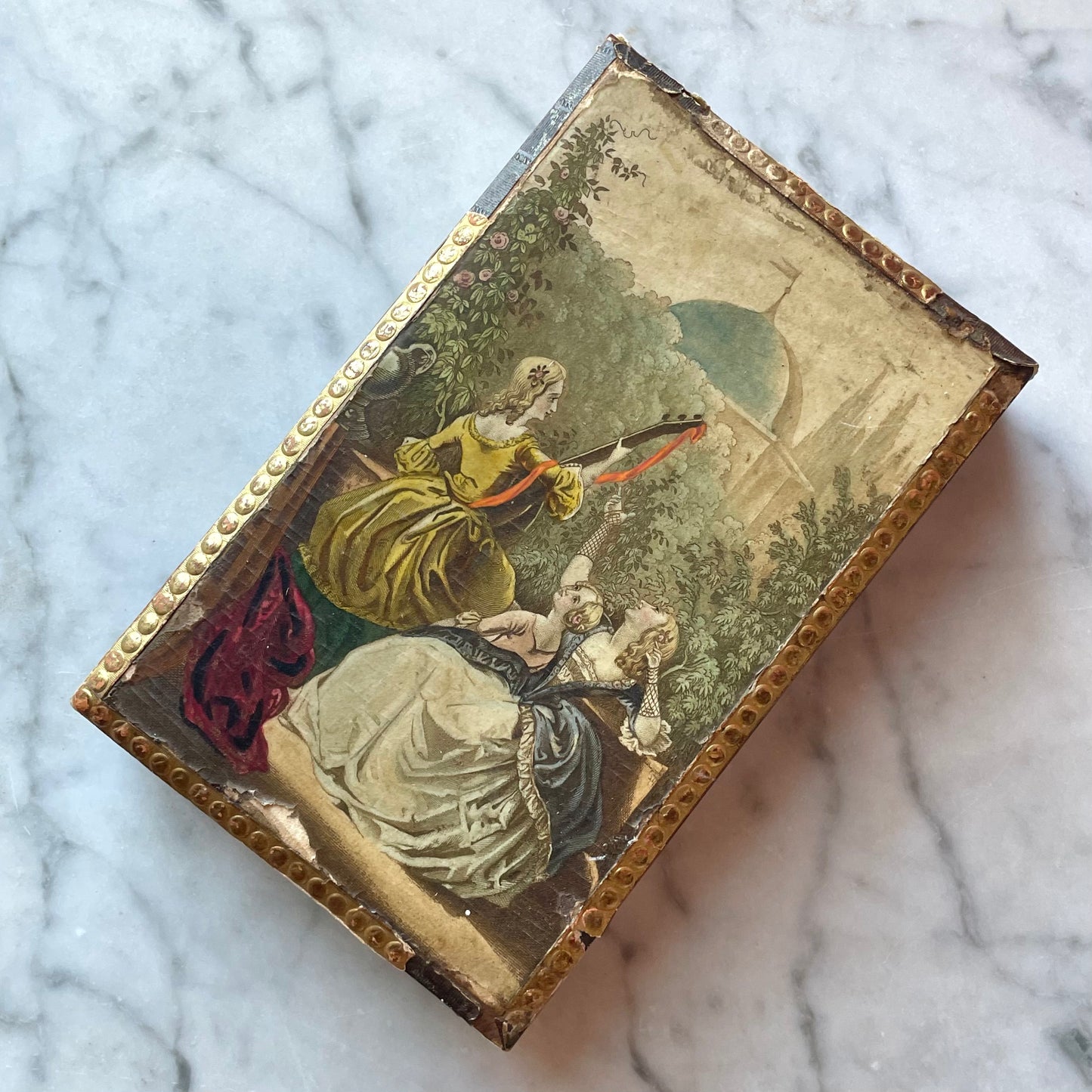 Victorian Sewing Box with Tools & Thread