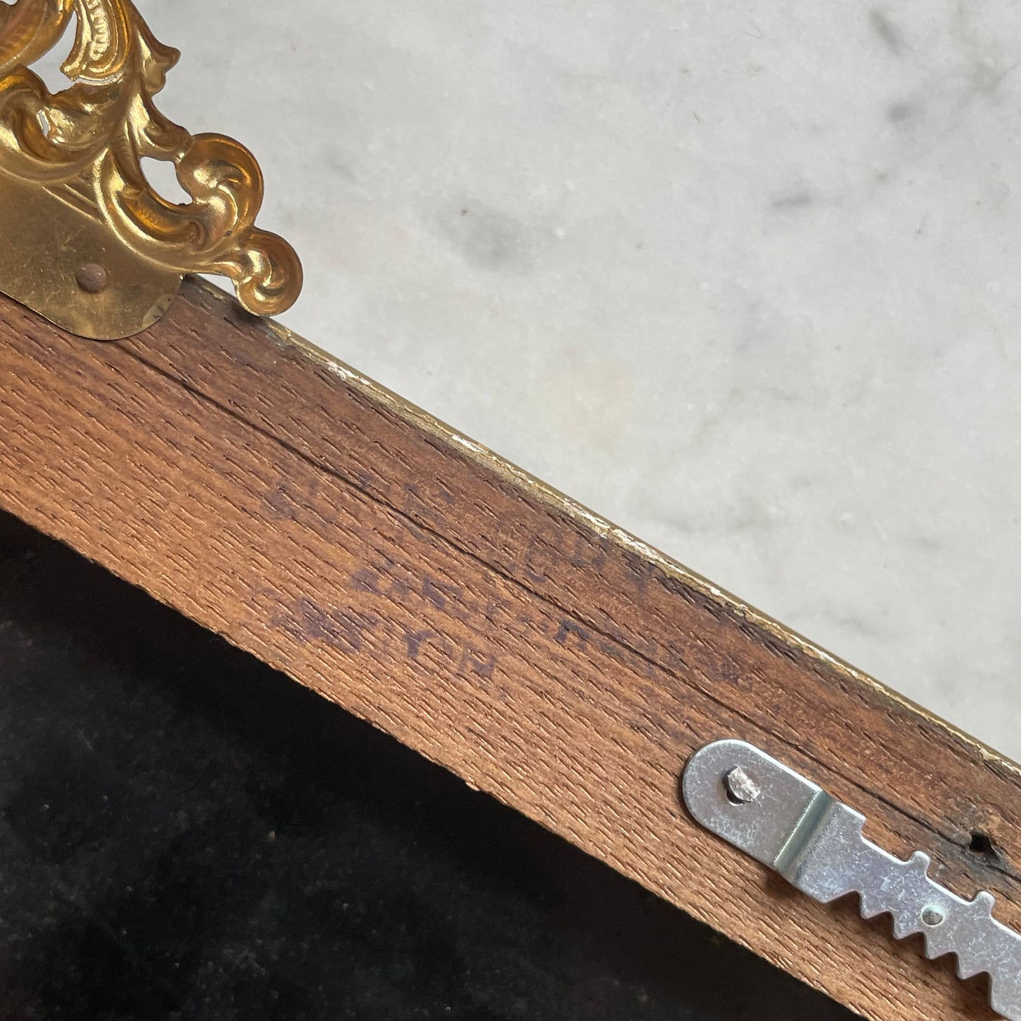 Antique Reverse Painted Glass Photo in Brass Frame