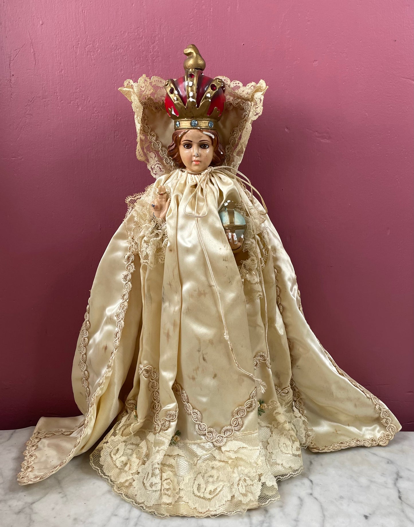 Vintage Infant of Prague Chalkware Statue