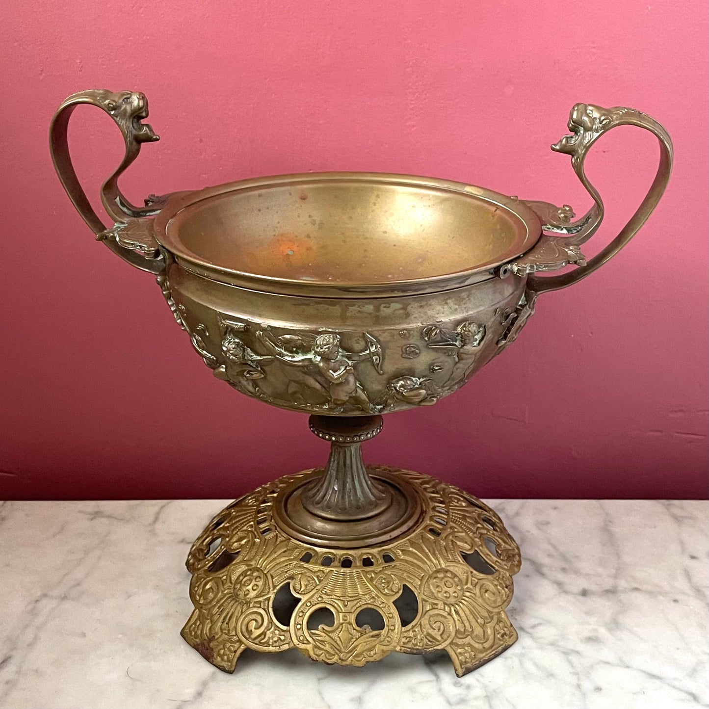 Vintage Brass Baroque Revival Compote