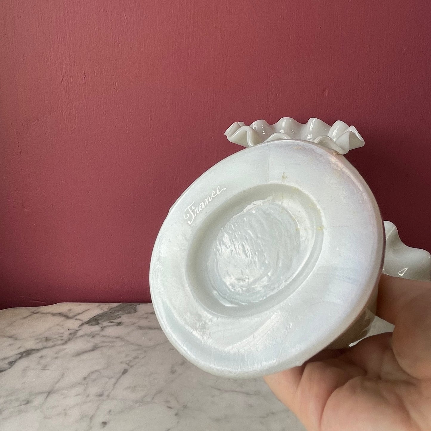 Antique Milk Glass Hand Vases