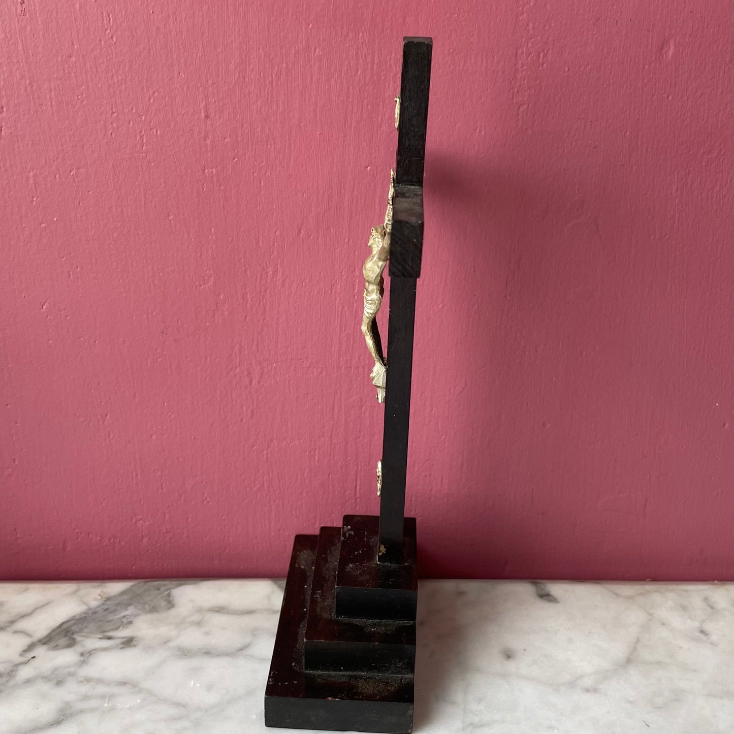 Antique Black Wood Crucifix