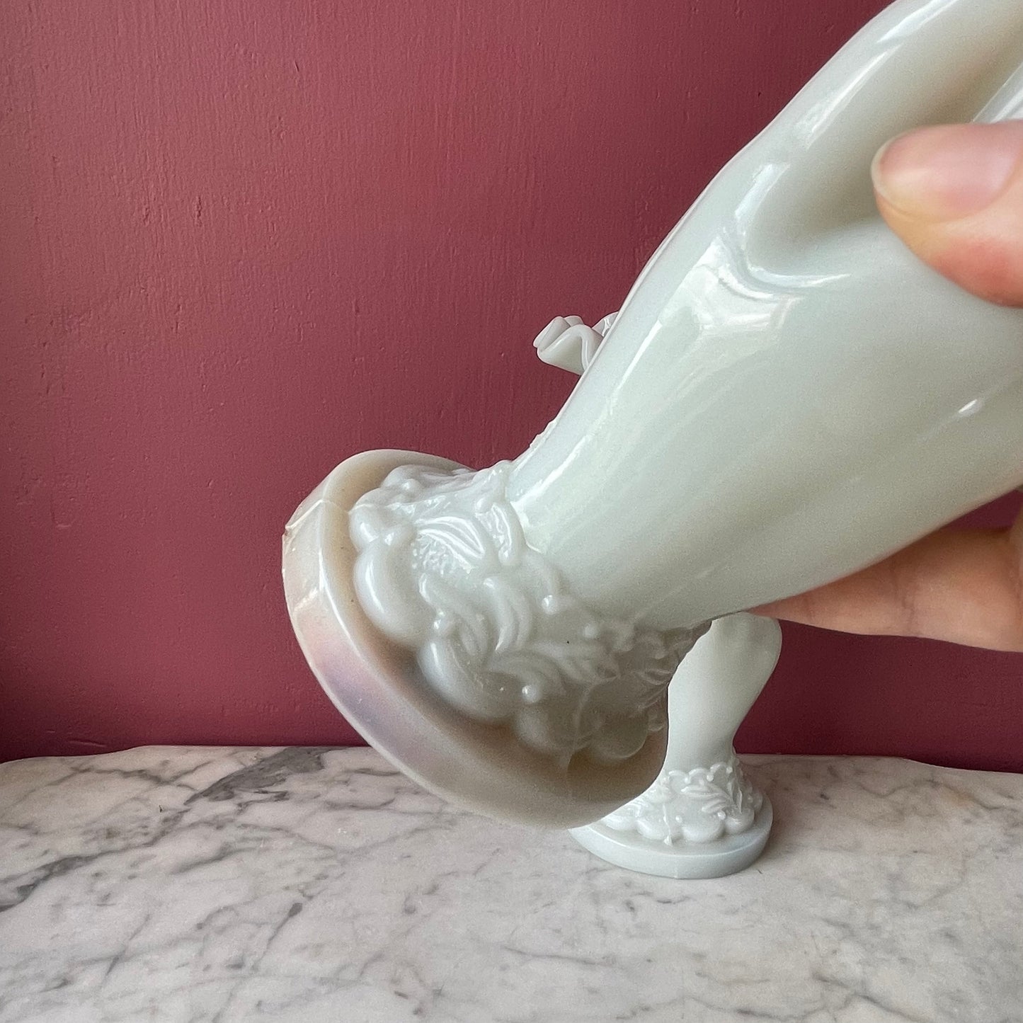 Antique Milk Glass Hand Vases