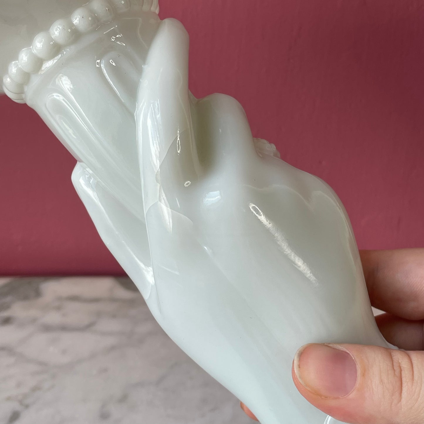 Antique Milk Glass Hand Vases