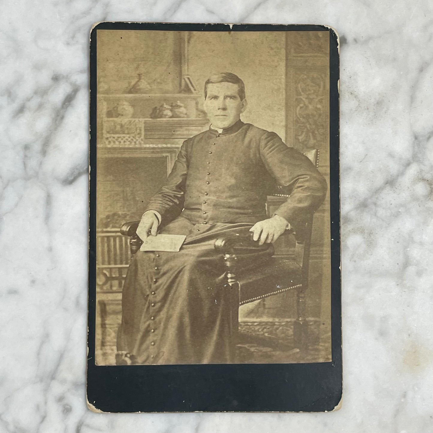 Antique Cabinet Card Photo of a Priest