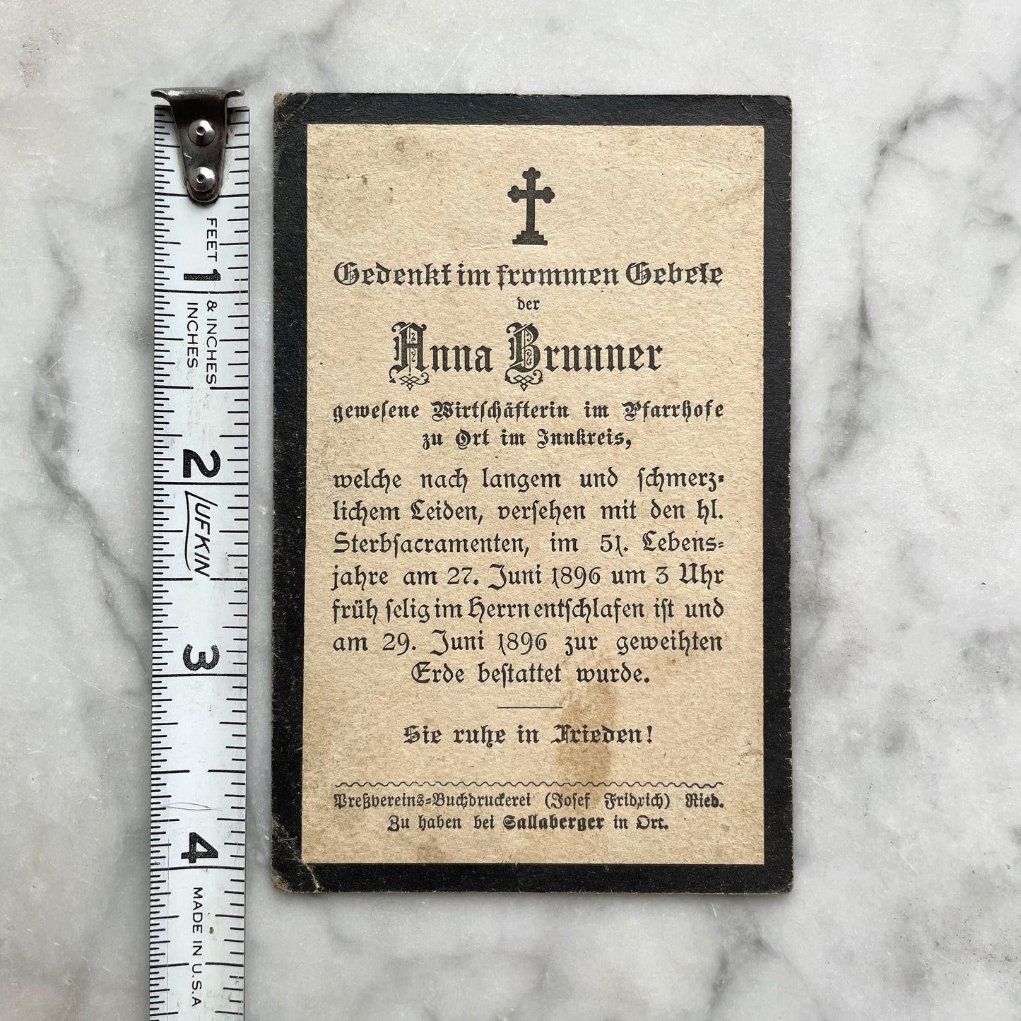 Antique Mourning Card with Cherubs, 186