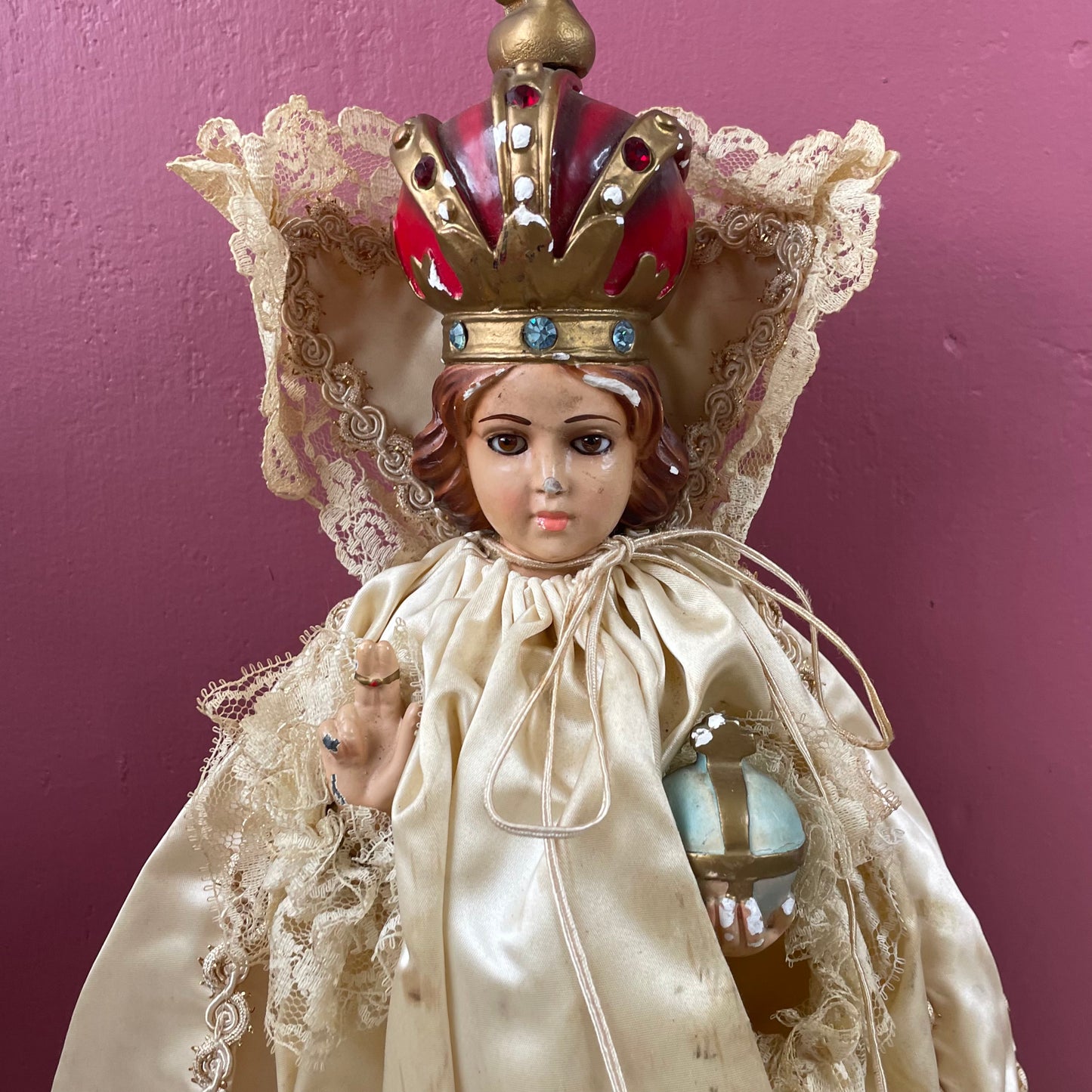 Vintage Infant of Prague Chalkware Statue