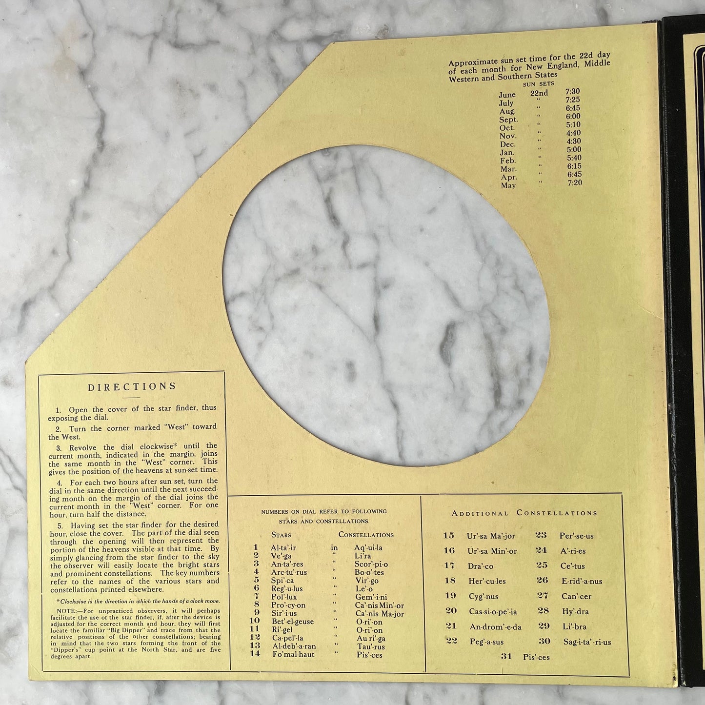 Universal Star Finder, Antique Planisphere, 1911