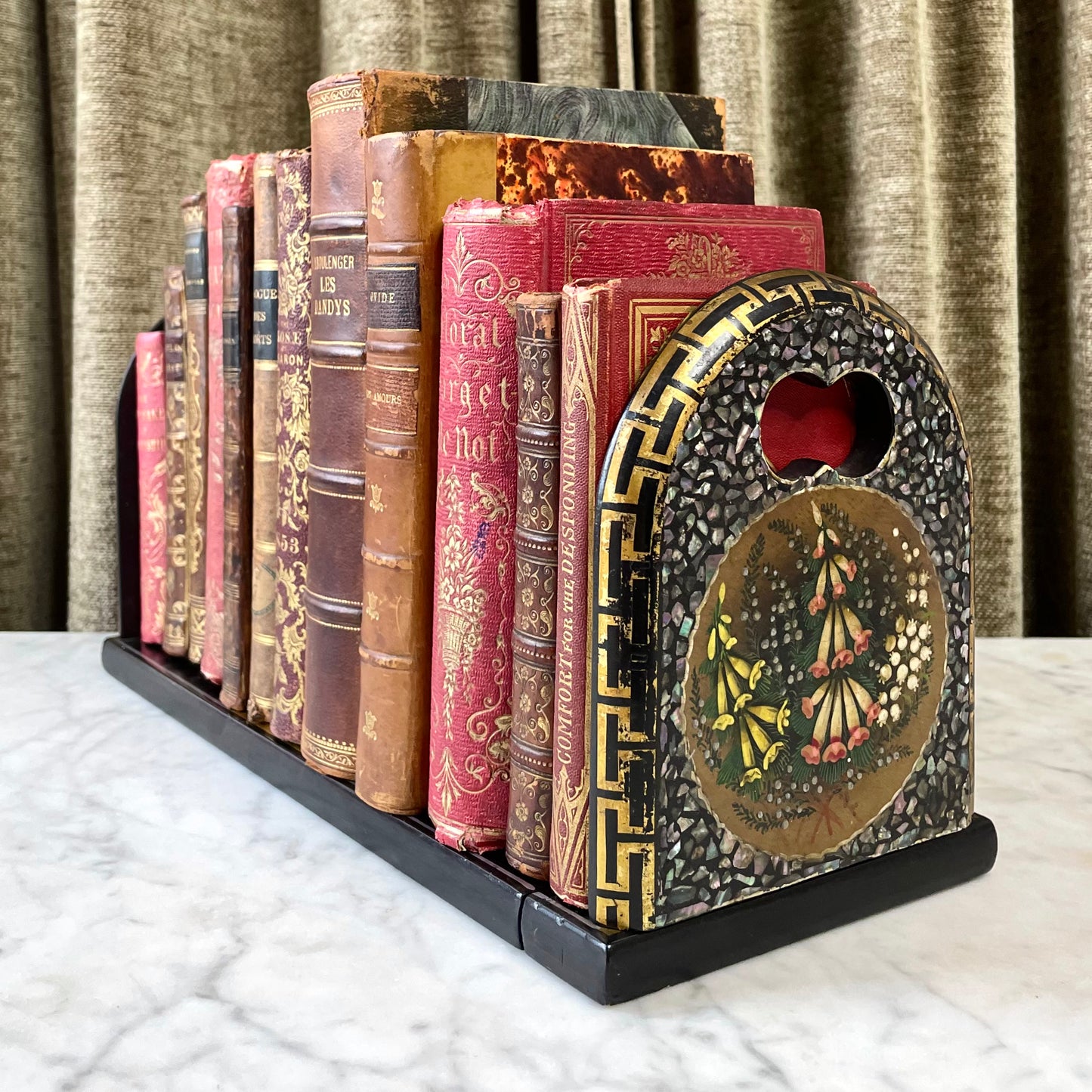 Victorian Mother of Pearl Inlaid Book Rack
