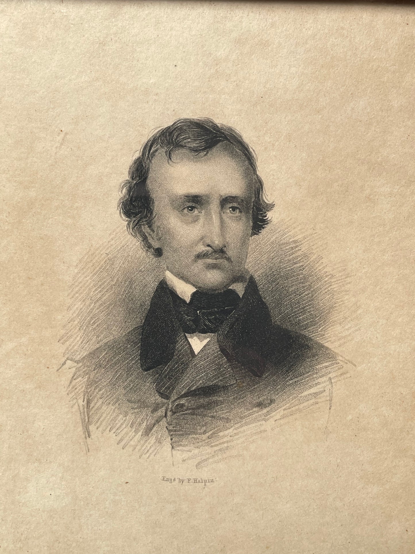 Antique Edgar Allan Poe Framed Engraving