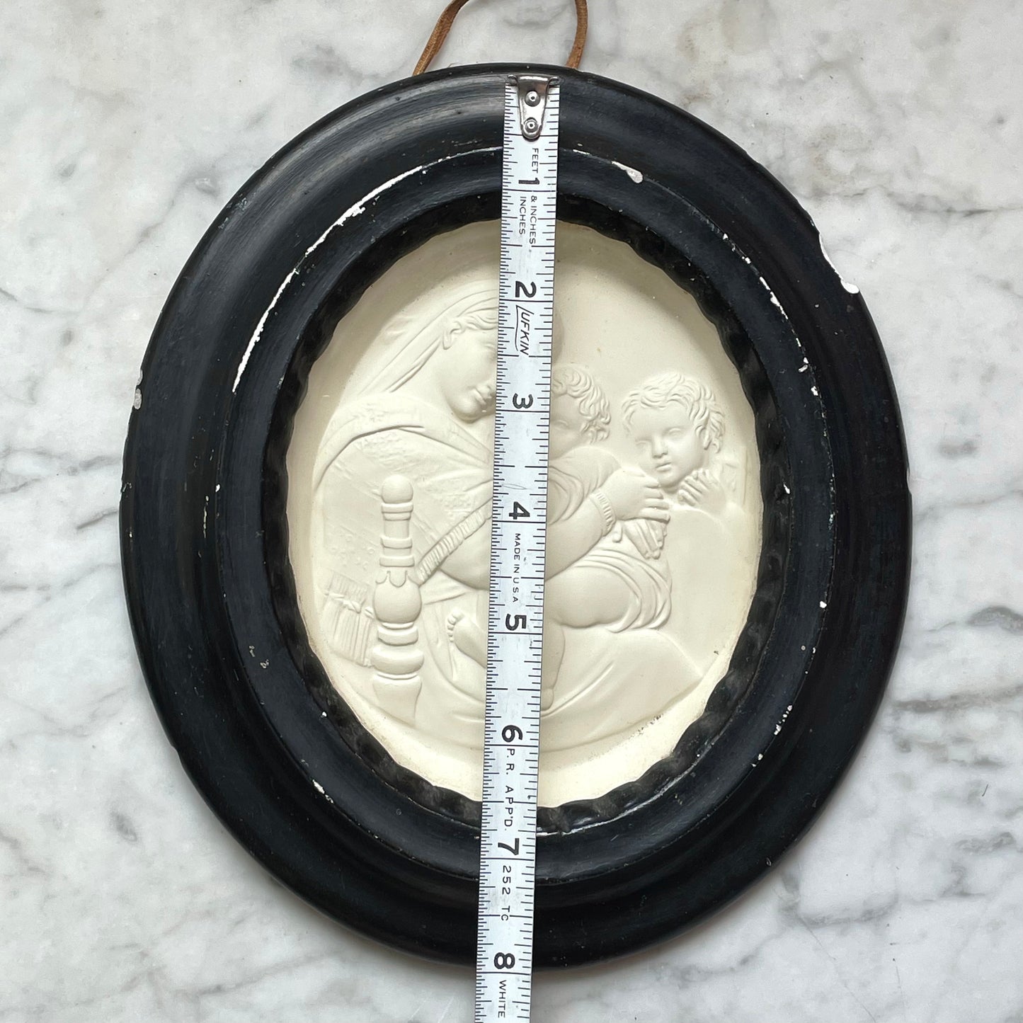 Antique Plaster Madonna Under Glass