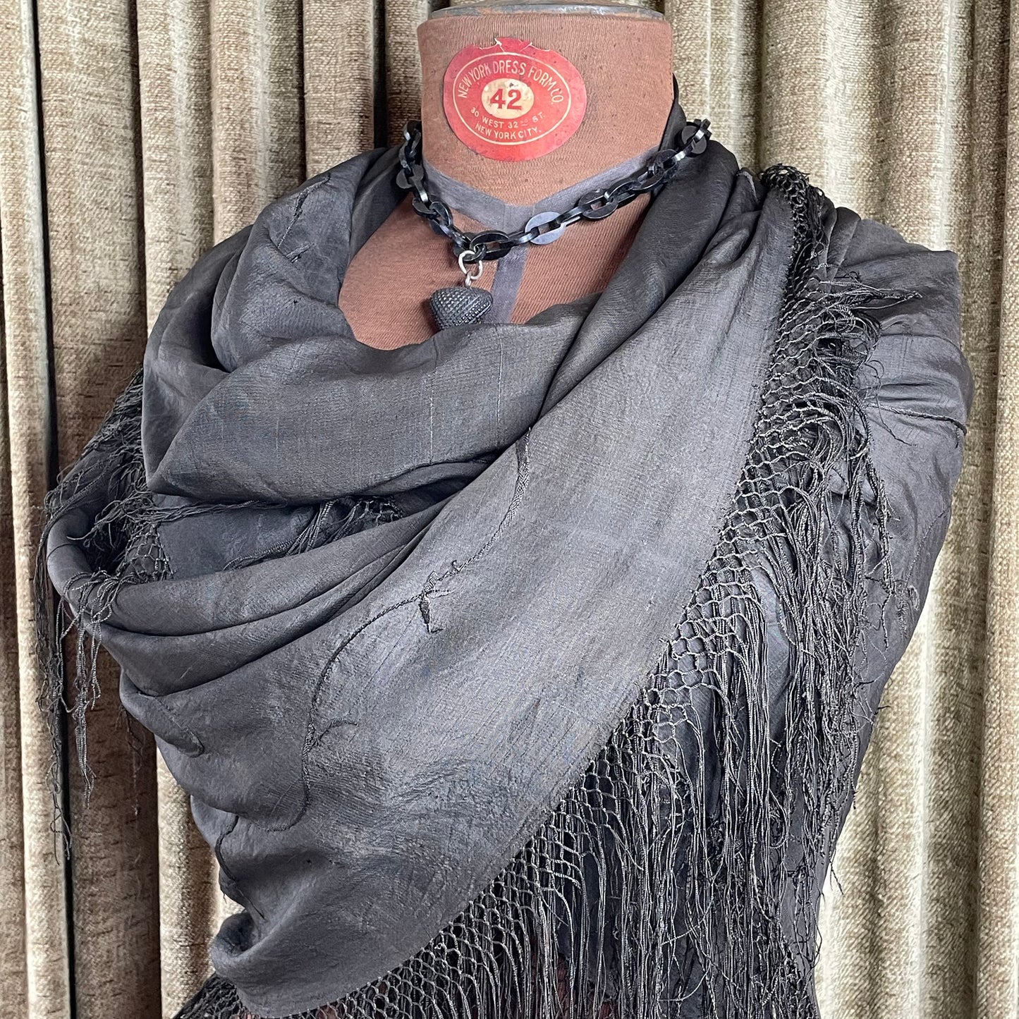 Antique Black Silk Shawl