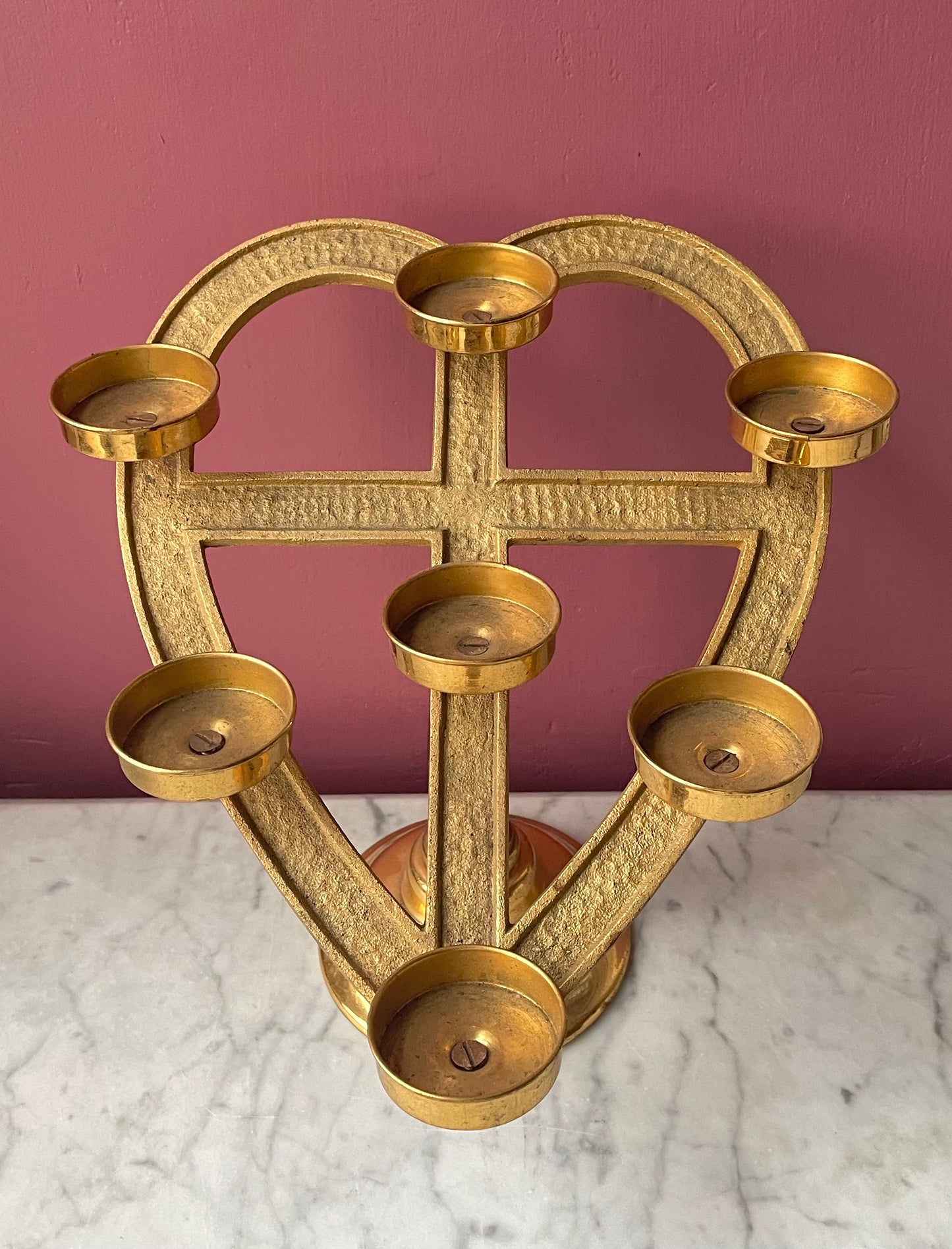 Vintage Heart Shaped Church Candelabra