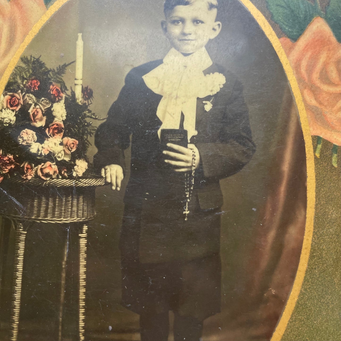 First Communion- Celluloid on Tin Photo