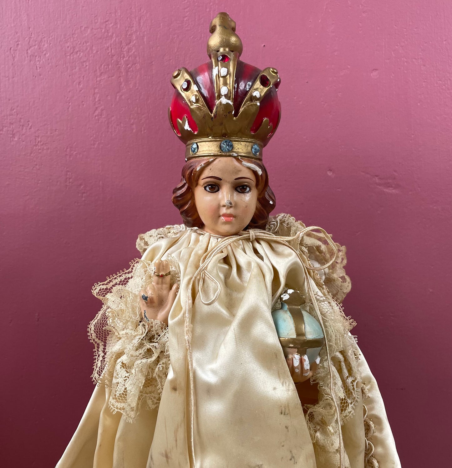 Vintage Infant of Prague Chalkware Statue
