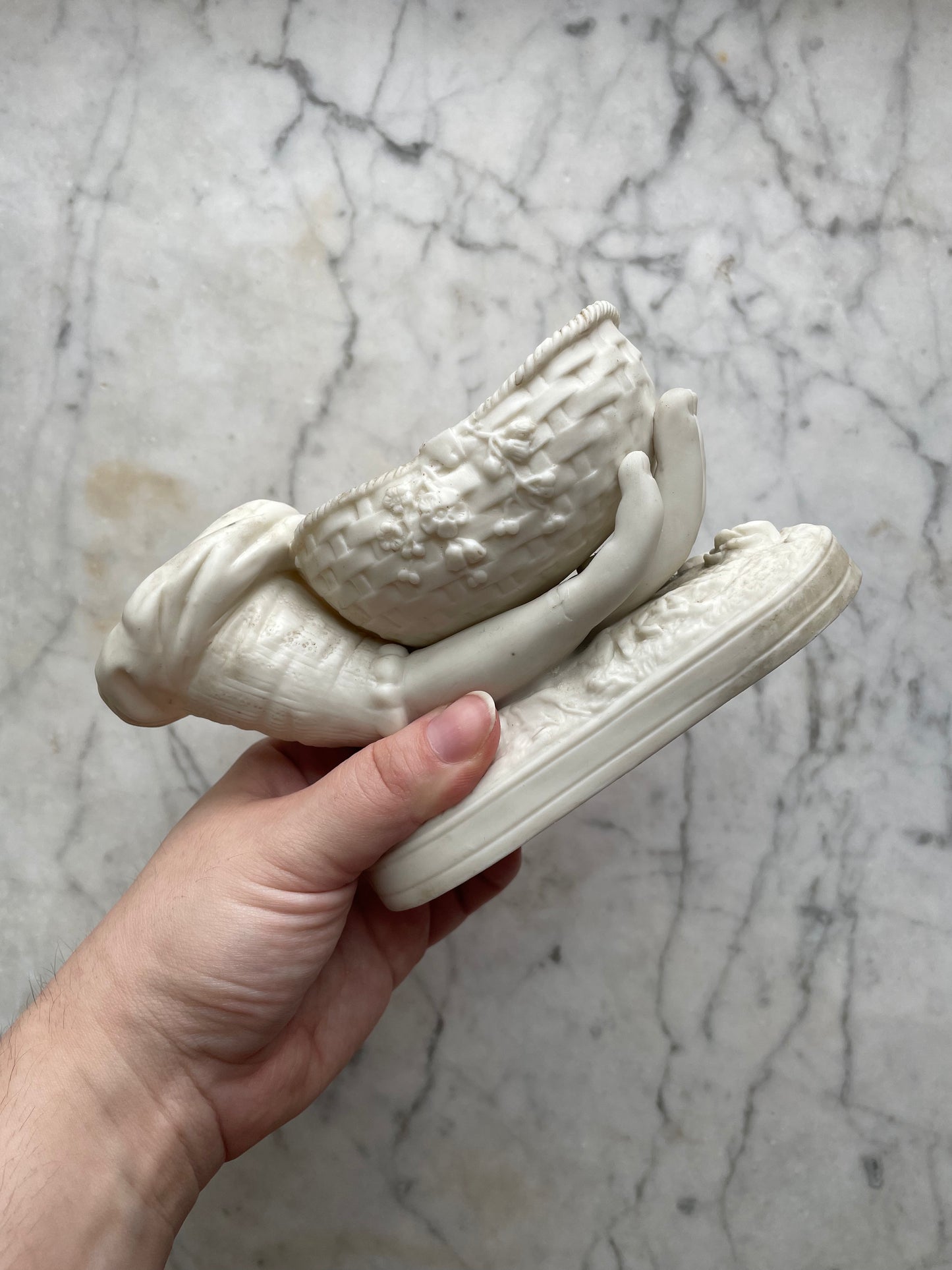Victorian Parian Hand Holding Basket