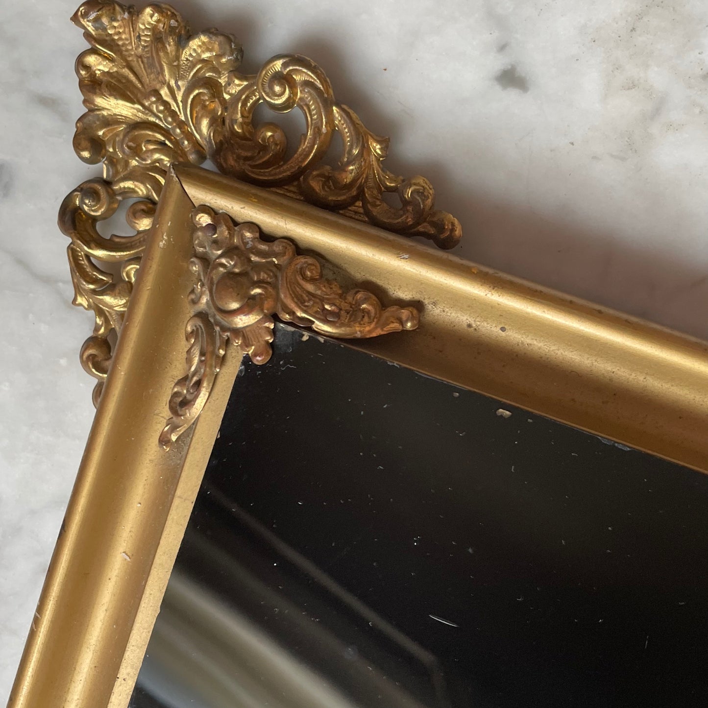 Antique Reverse Painted Glass Photo in Brass Frame