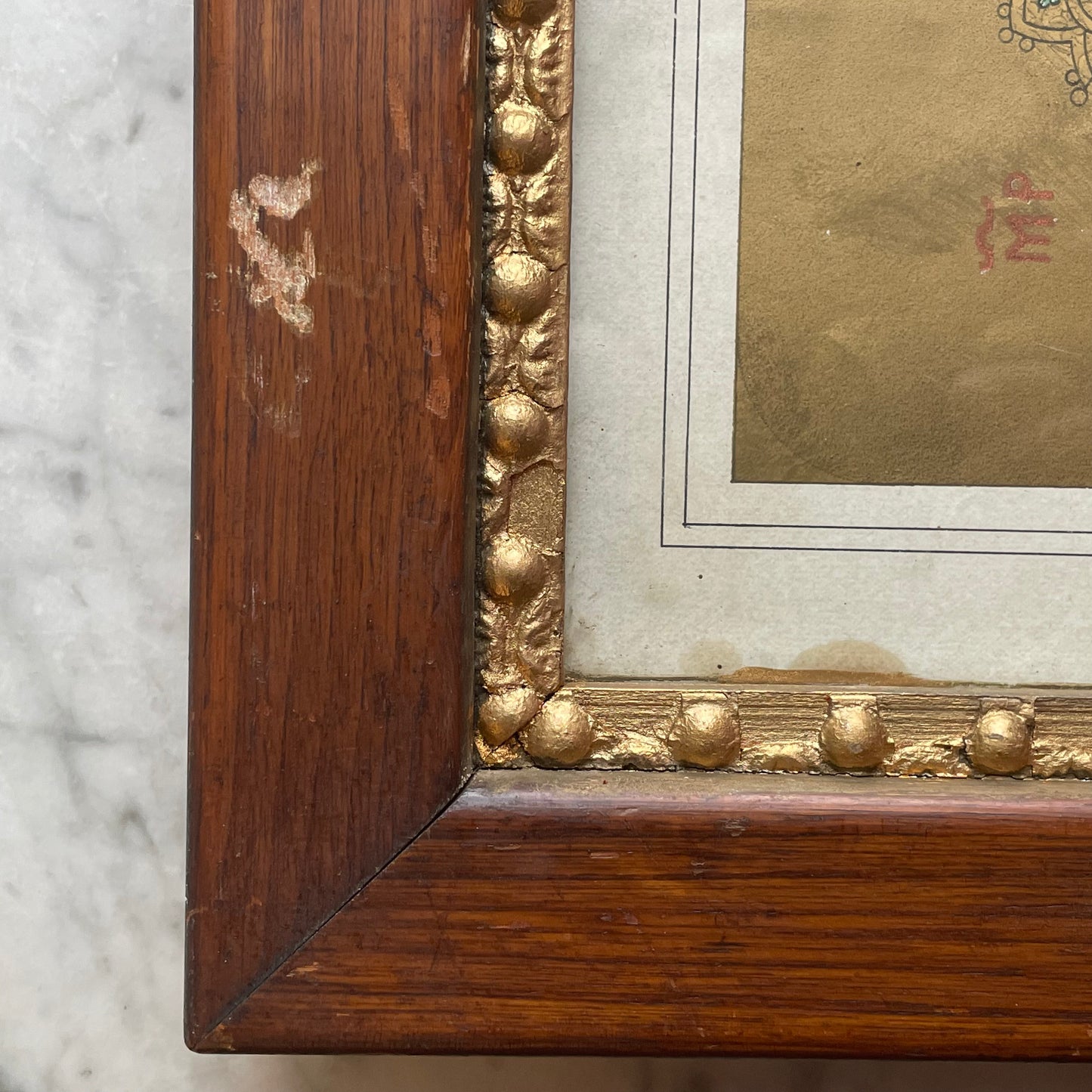 Antique Our Lady of Perpetual Help Lithograph Framed Print