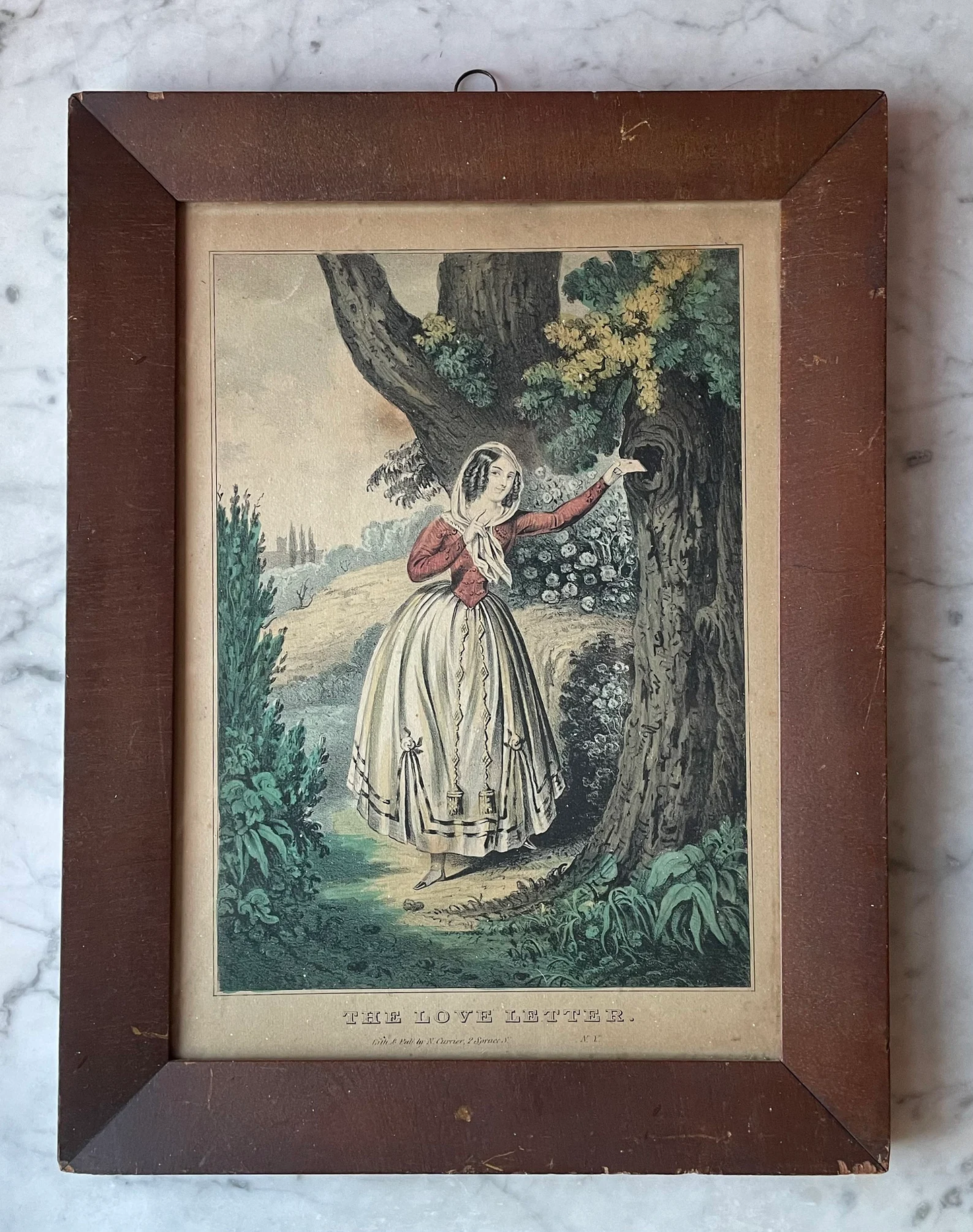 The Love Letter - Antique Currier & Ives Print