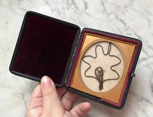Victorian Hair Keepsake in 1/6 Plate Leather Case