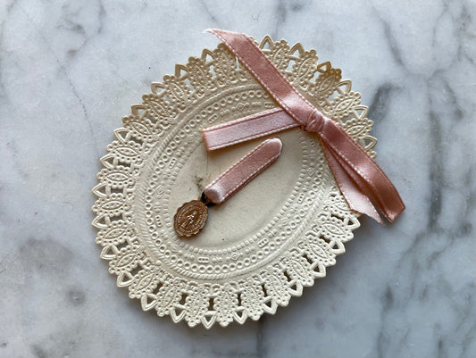 Vintage Saint Catherine Medal on Lace Card