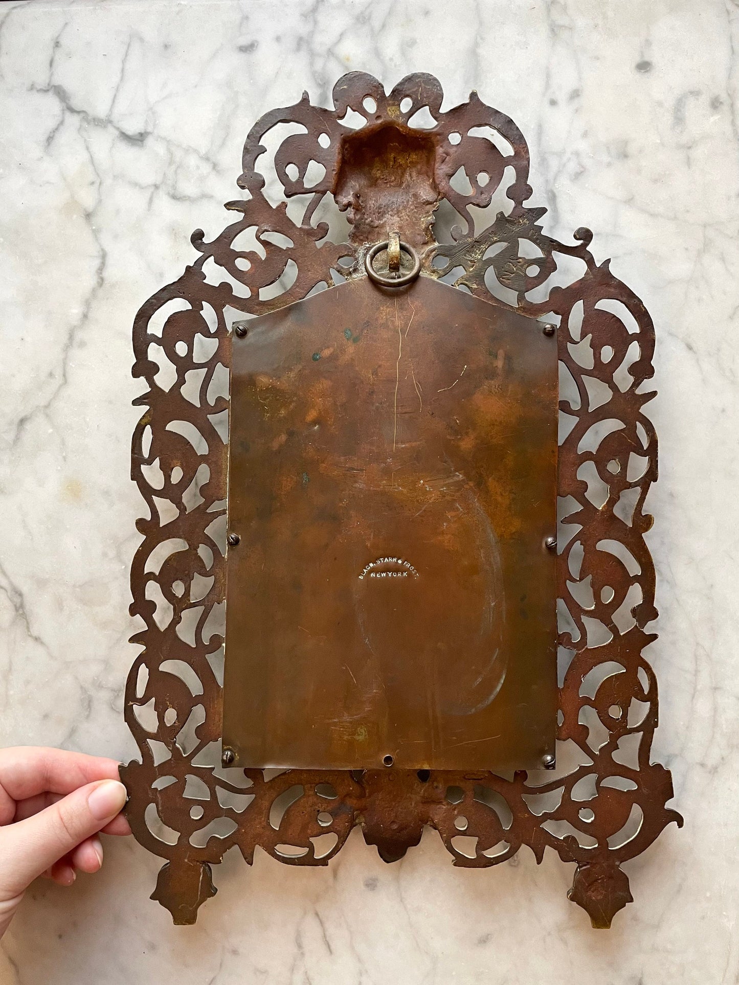 Antique Brass Mirror with Bacchus or Green Man Mascaron
