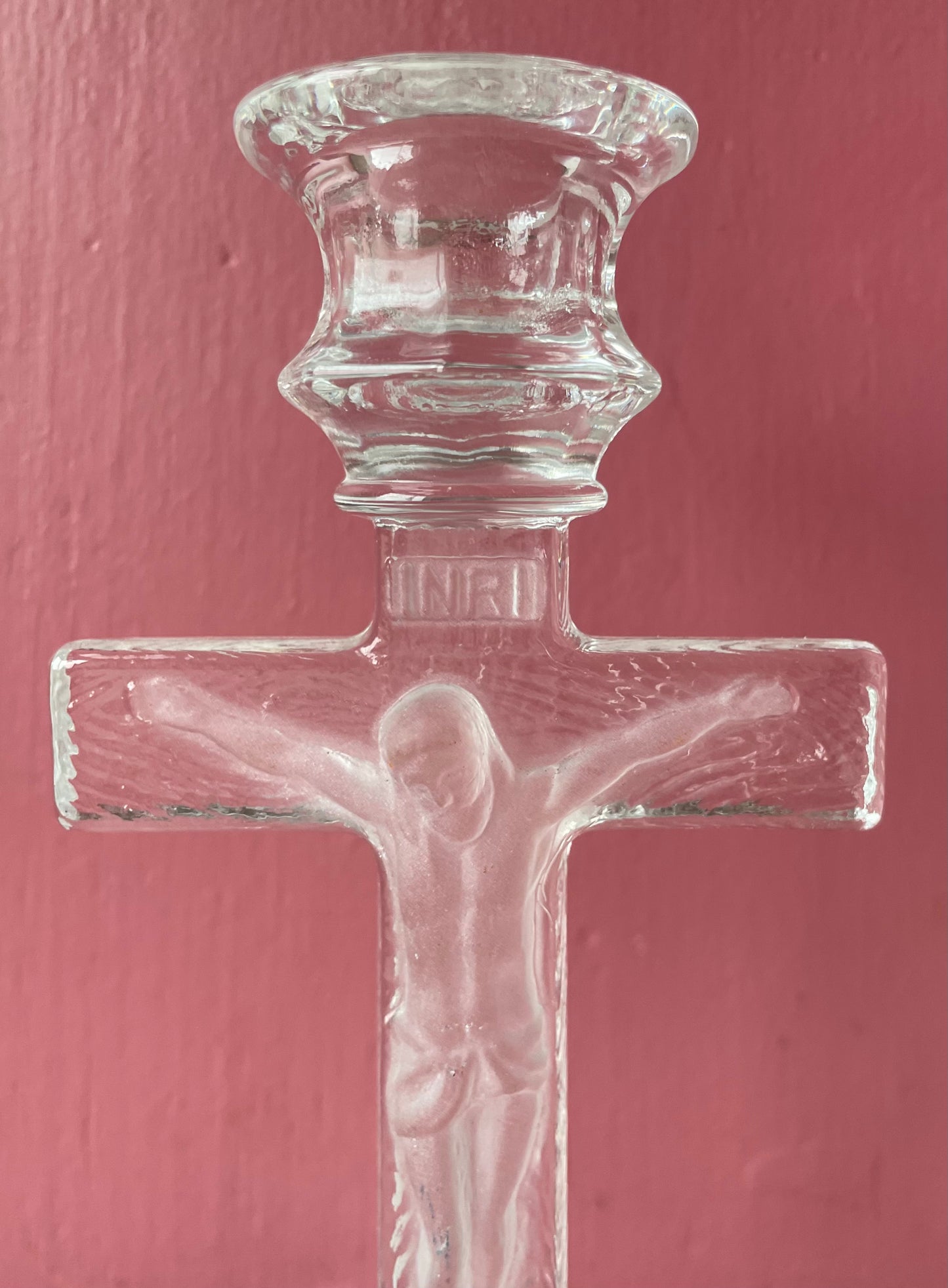 Vintage Crucifix Candlestick Holder