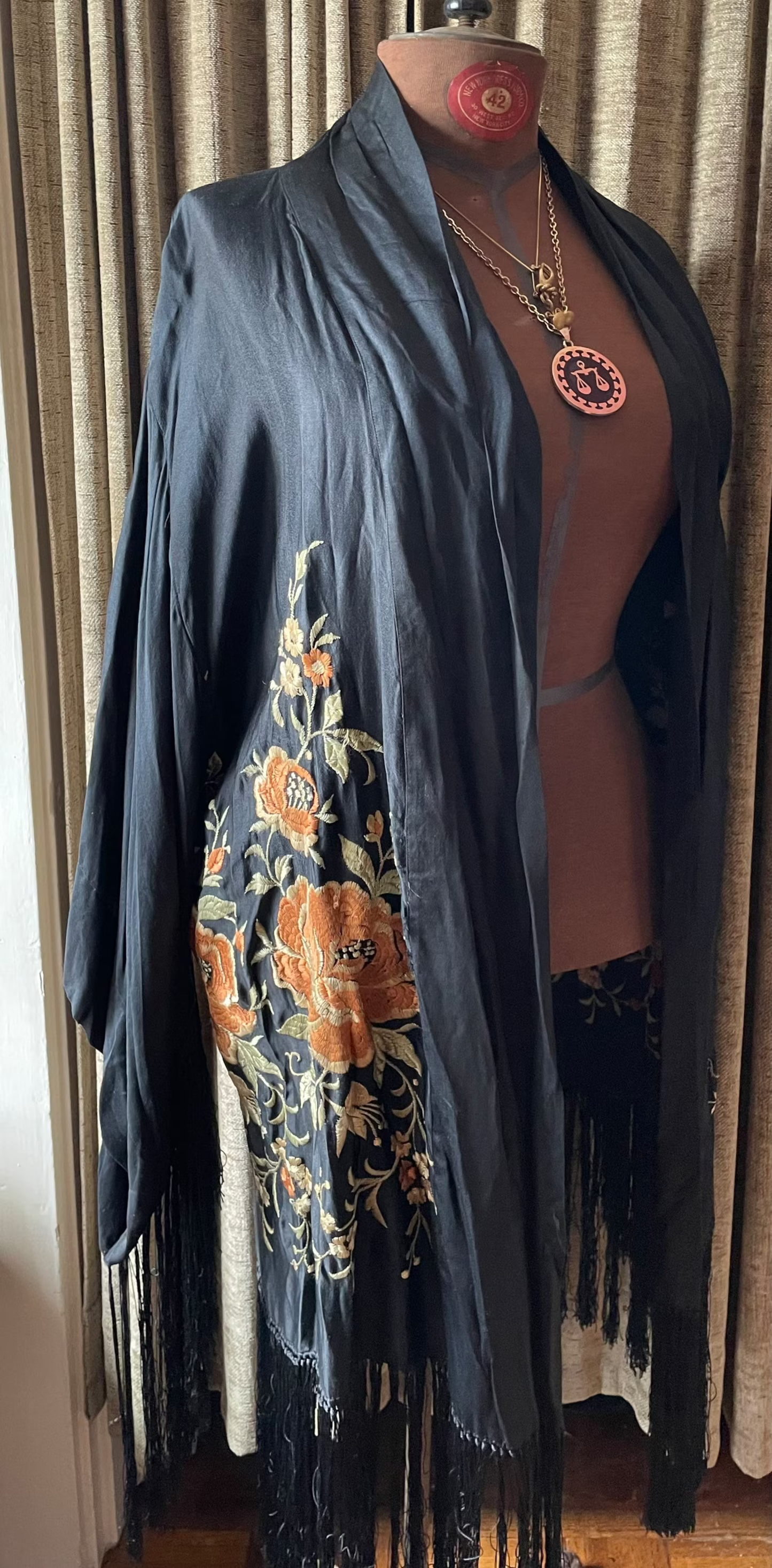 Antique Black Silk Embroidered Reversible Jacket