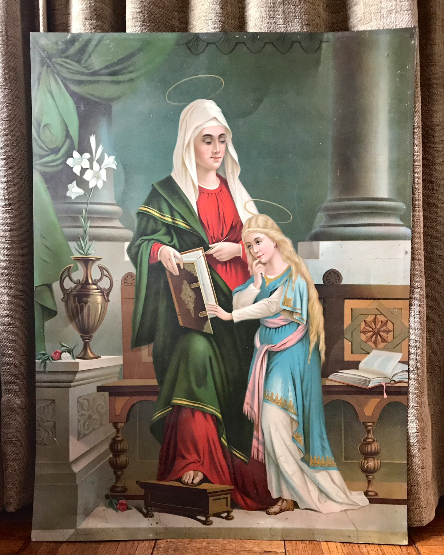 Antique Saint Anne Lithograph on Tin