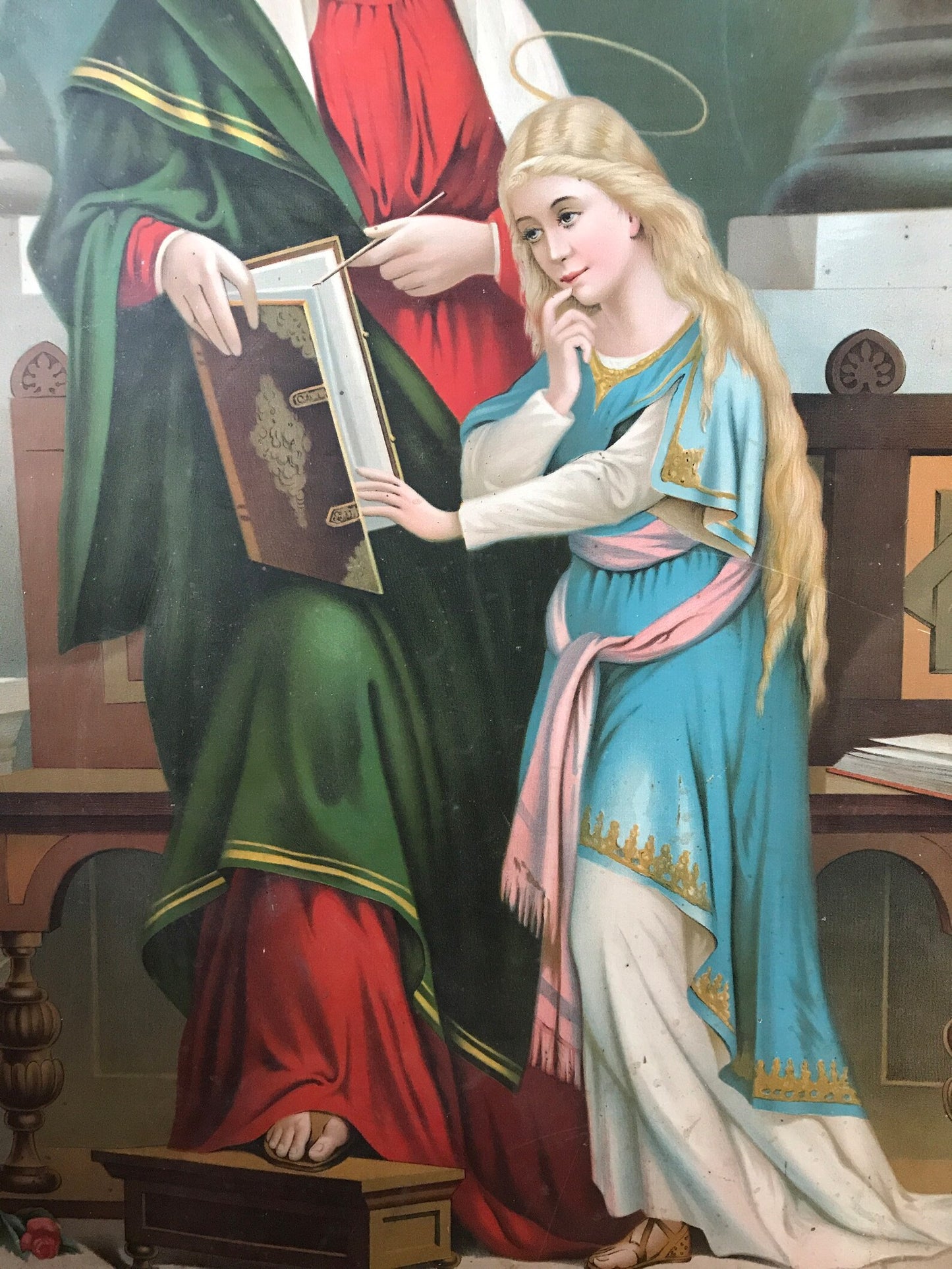 Antique Saint Anne Lithograph on Tin