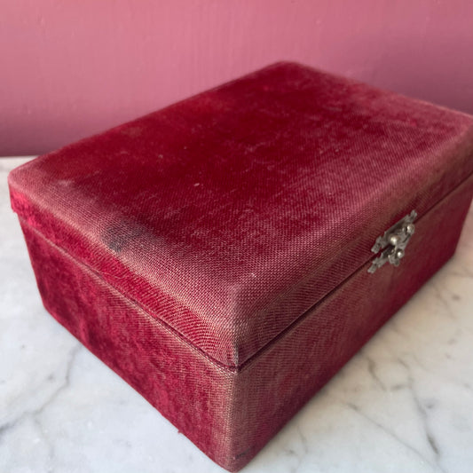 Victorian Red Velvet Sewing Box
