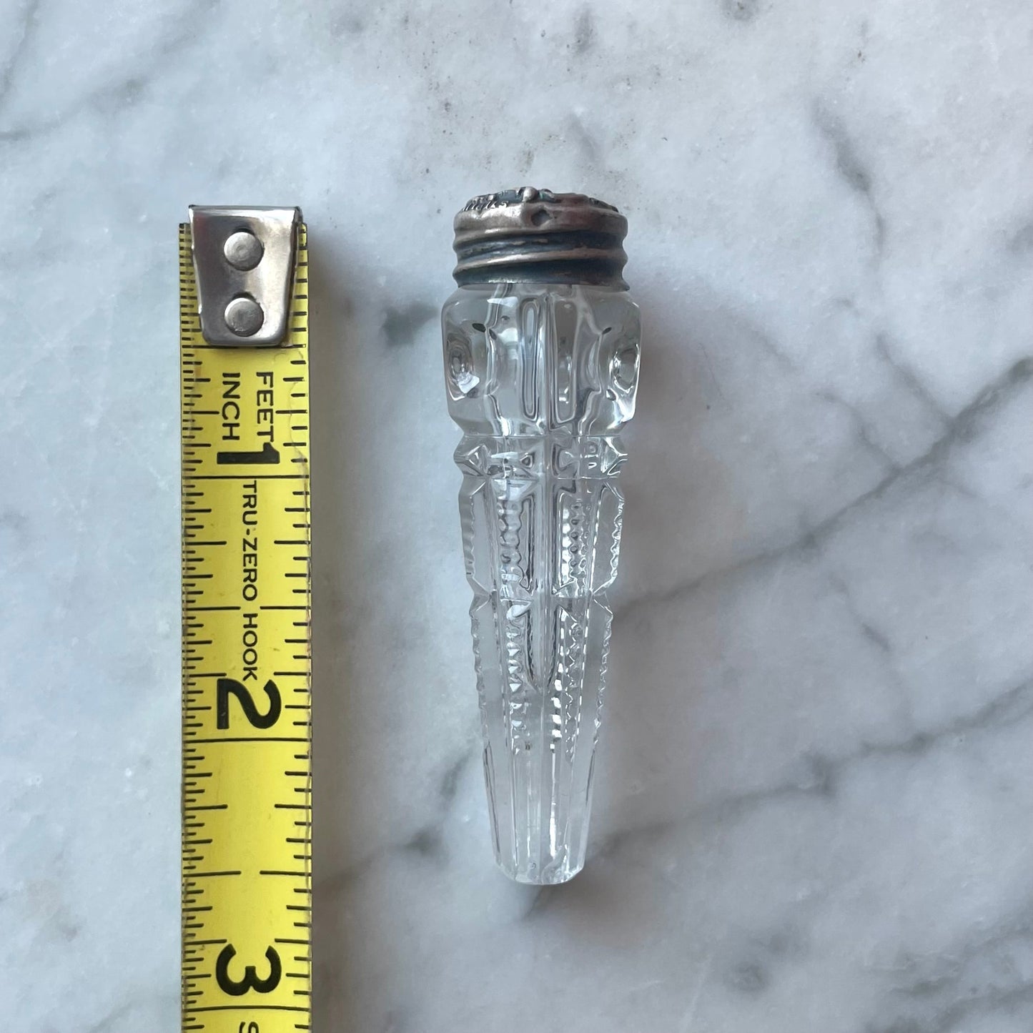 Victorian Cut Glass Perfume Bottle with Sterling Top