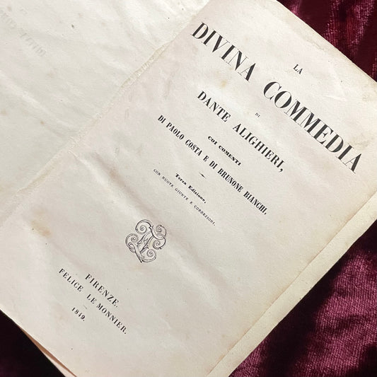 Dante’s Divine Comedy | Italian Language Edition | 1849