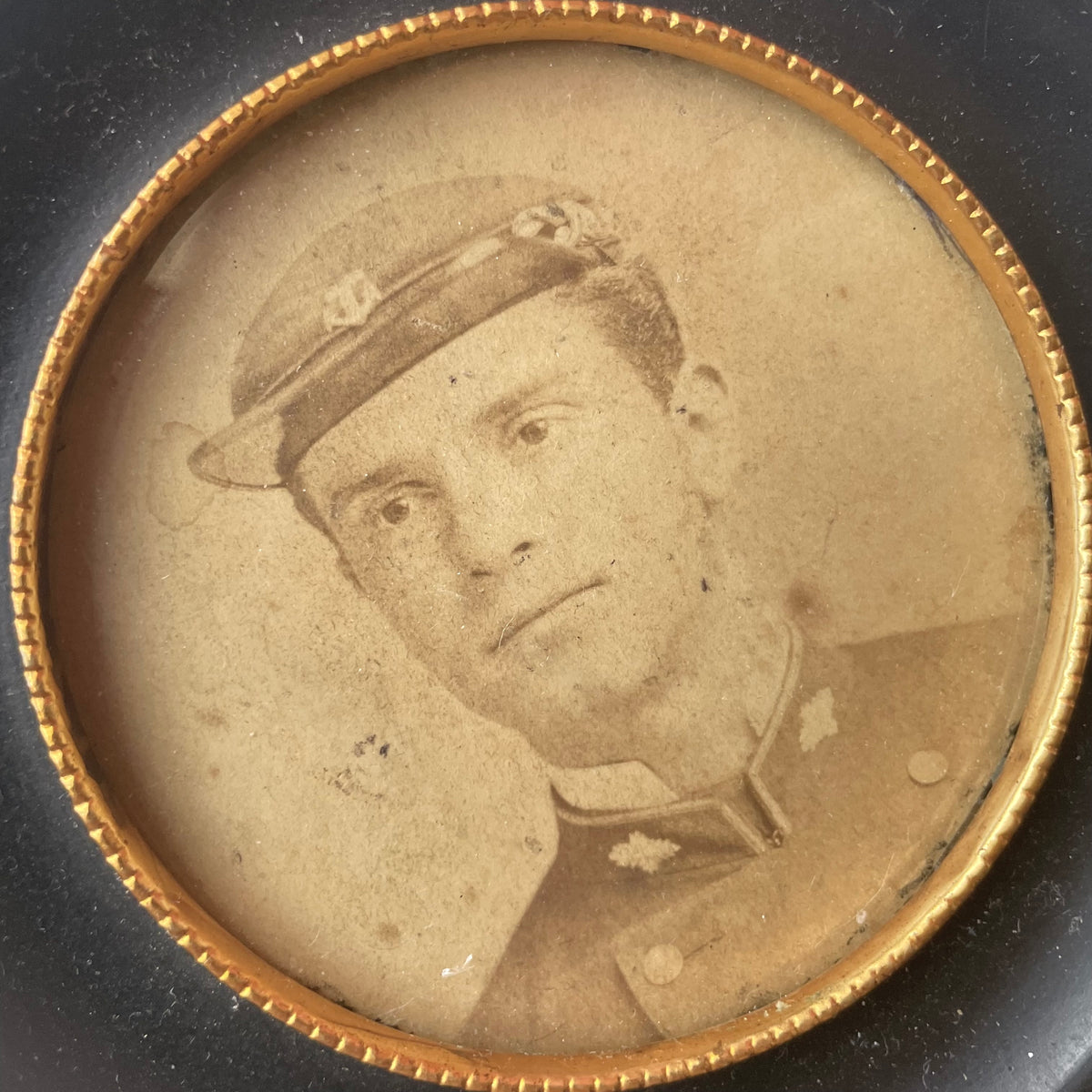 Victorian Navy Cadet Miniature Photo in Round Frame